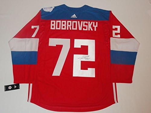 Szergej Bobrovsky Aláírt Oroszország világbajnoki Jégkorong Mez Engedéllyel rendelkező Társasággal