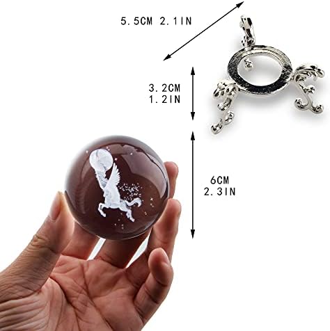 KRISININE 60mm 3D kristálygömb állvánnyal, Természetes Csakra Gyógyító Kristály Gömb Drágakövek Labda