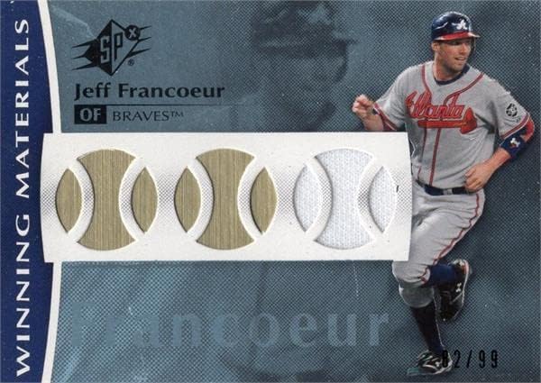 Jeff Francoeur játékos kopott jersey-i javítás baseball kártya (Atlanta Braves) 2008 Felső szint Győztes