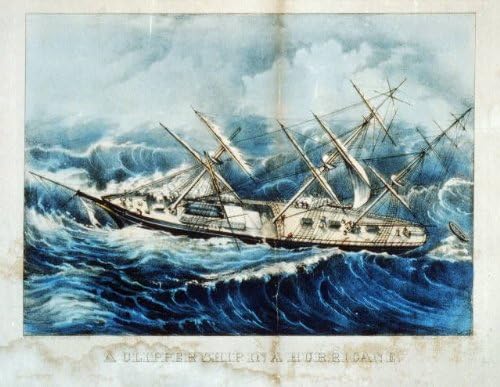 HistoricalFindings Fotó: Vitorlás Hajó,Hurrikán,1856-1907,A Hullámok Moraját,Hagyományos Ives Fotó