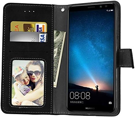 Huawei Mate 10 Lite Esetben, SATURCASE Retro Matt PU Bőr Flip Mágnes Tárca Állni Kártya Slot Védő burkolata