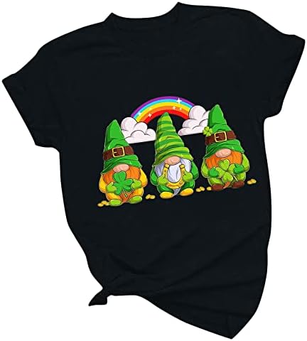 A st. Patrick Napi Három Törpe Gazdaság Shamrock Gnome Szivárvány T-Shirt a Nők Ki Maximum Sleeve Rövid